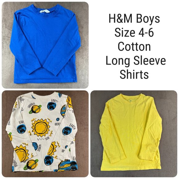H&M Boys Cotton Long Sleeve Tee Size 4-6 Lot (SKU: 13B, 12B, 109B) - Picture 1 of 6